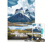 Rompecabezas de 1000 Piezas Torres del Paine Circuito Oeste Chile Piezas de Corte Limpio Juguete para desarrollar la Capacidad cognitiva Tiempo de Calma Diversión Arte navideño Exhibición (38x26cm)