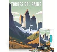 Rompecabezas de 1000 Piezas Torres del Paine NP Corte Impecable Juego de lógica Divertido Juguete Juego Libre Actividad de cumpleaños (38x26cm)