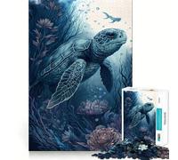 Rompecabezas de 1000 Piezas Tortuga, Amigo Imaginario, Piezas de Corte Limpio, Juguete para desarrollar la Capacidad cognitiva, diversión para Momentos de Calma, decoración navideña (38x52cm)