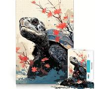 Rompecabezas de 1000 Piezas Tortuga Animal Japan Vibes Arte de Corte nítido Lógica Pensamiento Juego Relajante Tiempo de Juego Regalo Divertido de cumpleaños (38x52cm)