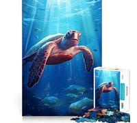 Rompecabezas de 1000 Piezas Tortuga, Animales Marinos, Bordes, Juego Divertido, Juego Cognitivo, Juego Lento, Divertido, Decoración Navideña (38x26cm)