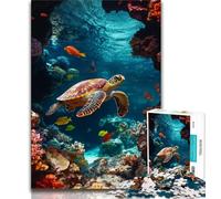 Rompecabezas de 1000 Piezas Tortuga en el océano para Adolescentes Un Juego desafiante Ideal para Regalar a Toda la Familia (38x26cm)