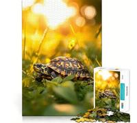 Rompecabezas de 1000 Piezas Tortuga en luz Dorada Borde Liso Juego de concentración Divertido Juego de Tiempo Acogedor Regalo de cumpleaños (38x52cm)