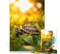 Rompecabezas de 1000 Piezas Tortuga en luz Dorada Bordes Finos Artesanía Juego de Habilidad Mental Juego Relajante Regalo de Arte navideño (50x75cm)