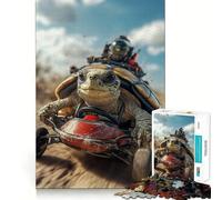 Rompecabezas de 1000 Piezas Tortuga Go Kart Carreras Corte nítido Decoración Lógica Pensamiento Juego Relajante Tiempo de Juego Decoración de Navidad Regalo (50x75cm)