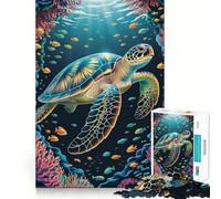 Rompecabezas de 1000 Piezas: Tortuga Marina en Arrecife de Coral Juguete para Adolescentes Que estimula la lógica Sencillo, Divertido, con Bordes Lisos y Elegante Regalo Ideal (50x75cm)