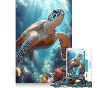 Rompecabezas de 1000 Piezas: Tortuga Marina en Arrecife de Coral Juguete para Adolescentes Que estimula la lógica Sencillo, Divertido, con Bordes Lisos y Elegante Regalo Ideal (50x75cm)