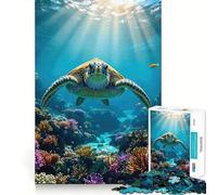 Rompecabezas de 1000 Piezas: Tortuga Marina en Arrecife de Coral Juguete para Adolescentes Que estimula la Mente Un pasatiempo Tranquilo Corte preciso Regalo de Temporada (50x75cm)