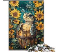Rompecabezas de 1000 Piezas Tortugas Girasol para Adultos, Juego Familiar antiestrés, desafío difícil, Gran Regalo y Juguete (50x75cm)