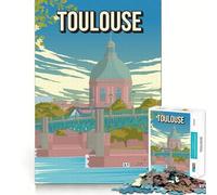 Rompecabezas de 1000 Piezas Toulouse Francia Ville Rose Póster de Viaje Vintage Pont Neuf Dôme De La Grave (Artesanía de Borde Fino Juego de Habilidad Mental Juego Relajante Juego Regalo de navideño