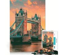Rompecabezas de 1000 Piezas Tower Bridge Sunset Neat Edge Decor Problem Solve Fun Easy Time Fun Christmas Decor Gift (50x75cm)