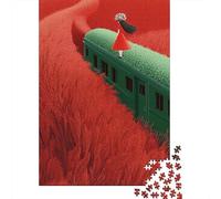 Rompecabezas De 1000 Piezas Train Journey Through Red Fields Rompecabezas para Adultos Juego Familiar Desafío Difícil Oferta como Regalos para Toda La Familia 38x26cm/1000pcs