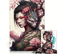 Rompecabezas de 1000 Piezas Transformación Geisha Dragón Arte de Corte preciso Juego de lógica y Pensamiento Juego de relajación Regalo Divertido de cumpleaños (38x26cm)