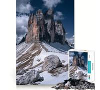 Rompecabezas de 1000 Piezas tre Cime Di Lavaredo Mountain View, decoración de Corte preciso, Juego Mental, Regalo, Tiempo de Juego Tranquilo, Actividad de cumpleaños (50x75cm)