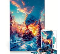 Rompecabezas de 1000 Piezas Tren Antiguo en Las vías para Adolescentes Juego Inteligente de Rompecabezas Un Regalo Encantador para Pasar un Buen rato (38x26cm)