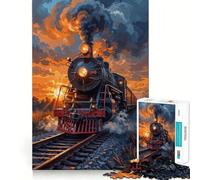 Rompecabezas de 1000 Piezas Tren de Vapor al Atardecer para Adultos Mejora la Memoria Diversión en Familia Diseño para armar Elige tu Deseo de Papá Noel 38x52cm