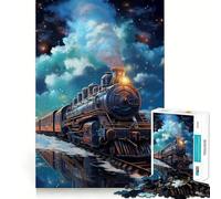 Rompecabezas de 1000 Piezas Tren en una vía férrea etérea Corte preciso Divertido desafío Mental Juguete Juego para el Tiempo de Descanso Cumpleaños Arte Juego (38x52cm)