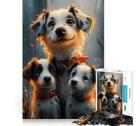 Rompecabezas de 1000 Piezas Tres adorables Cachorros Adolescentes - Juguete Inteligente para Fortalecer los Lazos Familiares - Corte Suave - Lista de Deseos de Papá Noel 38x52cm