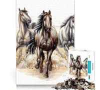 Rompecabezas de 1000 Piezas Tres Caballos corren para Adolescentes, Juguete para ejercitar la Mente, Tiempo de convivencia, Pieza de colección de Arte de Corte preciso 50x75cm