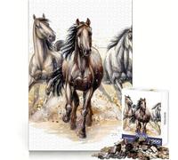 Rompecabezas de 1000 Piezas Tres Caballos corren para Adolescentes, Juguete para ejercitar la Mente, Tiempo de convivencia, Pieza de colección de Arte de Corte preciso 50x75cm