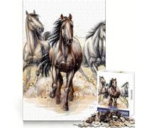 Rompecabezas de 1000 Piezas Tres Caballos corren para Adultos Juguete Intelectual para Relajarse y divertirse Pieza de Arte 38x26cm