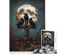Rompecabezas de 1000 Piezas: Tres Cuervos en una Cruz con Luna Juguete Educativo Regalo para cumpleaños Juegos Familiares con Piezas aleatorias Que encajan Perfectamente (tamaño 50x75cm)