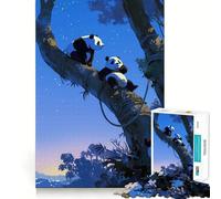 Rompecabezas de 1000 Piezas Tres Pandas en Árboles para Adolescentes Mejora la Memoria Divertido y Relajante Bordes Afilados 38x52cm