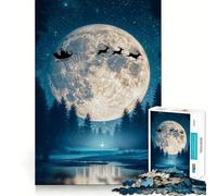Rompecabezas de 1000 Piezas Trineo de Renos de Papá Noel Volando para Adolescentes Juguete Intelectual para Disfrutar en Familia Corte de Calidad (38x52cm)