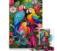Rompecabezas de 1000 Piezas Trío de Loros Tropicales, Corte Premium, Juguete para ejercitar la Mente, diversión y Paz, Regalo de cumpleaños (38x26cm)