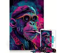 Rompecabezas de 1000 Piezas Trippy Monkey Neat Edge Decor Problem Solve Fun Easy Time Fun Christmas Decor Gift (38x26cm)