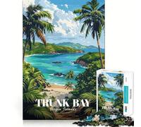 Rompecabezas de 1000 Piezas Trunk Bay, Islas Vírgenes Ilustración Corte preciso Divertido desafío Mental Juguete Juego para el Tiempo de Descanso Regalo de cumpleaños Arte (38x26cm)