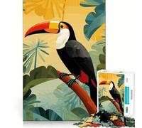 Rompecabezas de 1000 Piezas Tucán en la Jungla Tropical Corte preciso Divertido desafío Mental Juguete para Relajarse Juego de cumpleaños Arte (38x26cm)