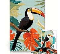 Rompecabezas de 1000 Piezas Tucán en un paraíso Tropical, Piezas de Corte Limpio, Juguete para desarrollar la Capacidad cognitiva, diversión para Momentos de Calma, decoración navideña (38x26cm)