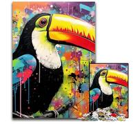 Rompecabezas de 1000 Piezas, tucán, Grafiti, Pintura, cartón, Ideal para Adultos, decoración del hogar, 26x38cm/10,23x14,96 Pulgadas.