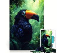 Rompecabezas de 1000 Piezas Tucán Negro en la Selva Tropical Diseño con Corte preciso Juego de ingenio Fácil de Jugar Regalo Ideal para cumpleaños 38x26cm