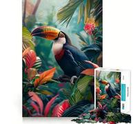 Rompecabezas de 1000 Piezas Tucanes posados, Piezas de Corte Limpio, Juguete para desarrollar la Capacidad cognitiva, diversión para Momentos de Calma, decoración navideña (38x26cm)