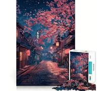 Rompecabezas de 1000 Piezas Twilight Sakura Street (Calle Sakura), diseño Limpio, decoración, Juego Mental, Regalo, Tiempo de Juego Relajante, Actividad de cumpleaños (38x26cm)