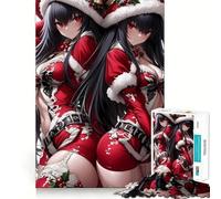 Rompecabezas de 1000 Piezas Twin Santa Girls Anime Girl Waifu Smooth Edge Play Focus Fun Game Cozy Time Play Birthday Game Gift (38x26cm)