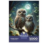 Rompecabezas De 1000 Piezas - Two Owls Perched Under Moonlight Rompecabezas Juego De Ingenio Decoración De Pared Oferta como Regalos para Toda La Familia 38x26cm/1000pcs