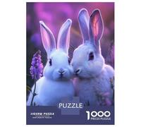 Rompecabezas De 1000 Piezas Two White Rabbits in Flowers Rompecabezas para Adolescentes Juguetes Antiestrés Decoración Perfecta Cumpleaños 52x38cm/1000pcs