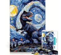 Rompecabezas de 1000 Piezas Tyrannosaurus Rex Night Flawless Fit Art Brain Boosting Play Rest Time Play Christmas Wall Art (38x26cm)