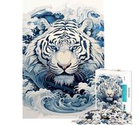Rompecabezas de 1000 Piezas Ukiyo E Tiger Family Game desafío de Inteligencia Cerebral Juguetes adictivos Gran Regalo para Juegos Regalo de cumpleaños (tamaño 38x52cm)