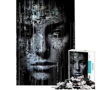 Rompecabezas de 1000 Piezas Un Rostro en código Binario Rompecabezas para Adultos Juego de ingenio para divertirse en Familia Regalo Ideal para Amigos y Familiares (tamaño 38x52cm)