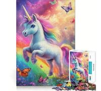 Rompecabezas de 1000 Piezas Unicornio Arcoíris con Mariposas para Adolescentes Rompecabezas Lógica Clara Juguete Tiempo de Paz Corte Lista de Deseos de Santa Claus (38x52cm)