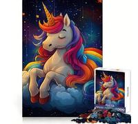 Rompecabezas de 1000 Piezas Unicornio Arcoíris sobre una Nube para Adolescentes Refuerza la Memoria y el vínculo Familiar Bordes precisos Regalo Original (38x26cm)