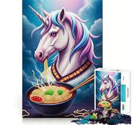 Rompecabezas de 1000 Piezas Unicornio Comiendo Ramen por la Noche Juguete para desarrollar la Capacidad cognitiva Superficie Lisa y sin Rebabas Actividad Relajante para Grupos en Interiores (38x52cm)