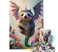 Rompecabezas de 1000 Piezas Unicornio Dragón Bebé Perezoso Híbrido Desafío de Inteligencia Cerebral Juguetes adictivos Juego práctico Regalo de cumpleaños Regalos de Amigo Invisible (Tamaño 38x52cm)