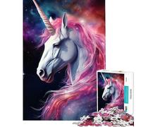 Rompecabezas de 1000 Piezas Unicornio en el Espacio y Estrellas Ayuda a ejercitar el Cerebro Decoración para el hogar Juego Familiar para Mayores de 14 años Juego de Rompecabezas Incluido (38x52cm)