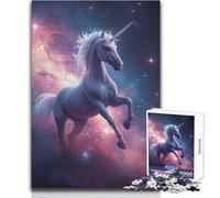 Rompecabezas de 1000 Piezas Unicornio en la Nebulosa Espacial: una Forma Relajante de llenar el Tiempo Libre, Corte preciso y consistente, Juguete de Juego, tamaño 38x52cm
