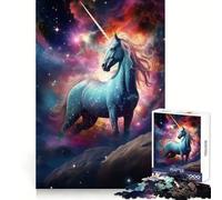 Rompecabezas de 1000 Piezas Unicornio Espacial para Adultos y Adolescentes Juguete cognitivo, Entretenimiento, diversión y Montaje Regalo Festivo 38x26cm